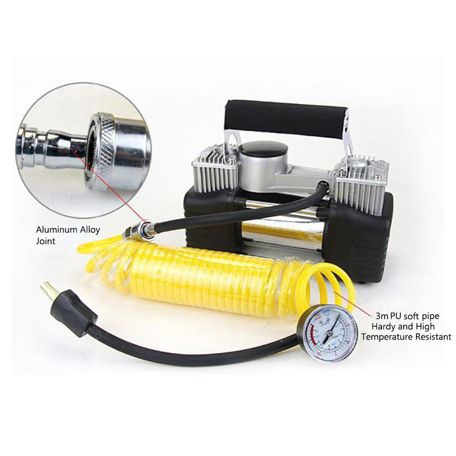 Heavy-Duty Dual Cylinder 12V Air Compressor for 4x4, SUV, and Car Tires