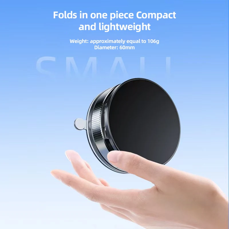 Foldable Magnetic Phone Holder with Vacuum Suction Base and 360° Rotation
