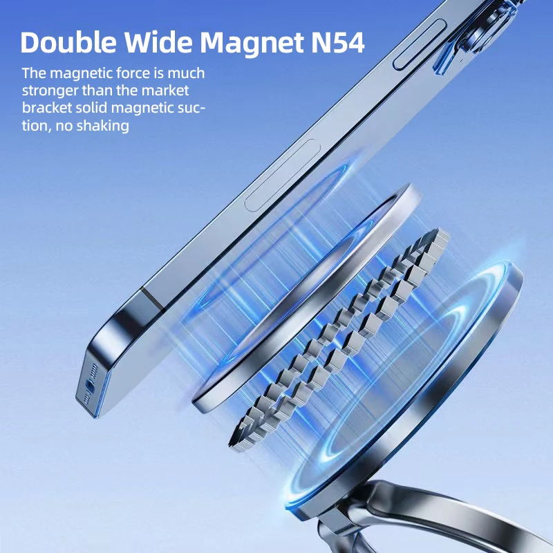 Foldable Magnetic Phone Holder with Vacuum Suction Base and 360° Rotation