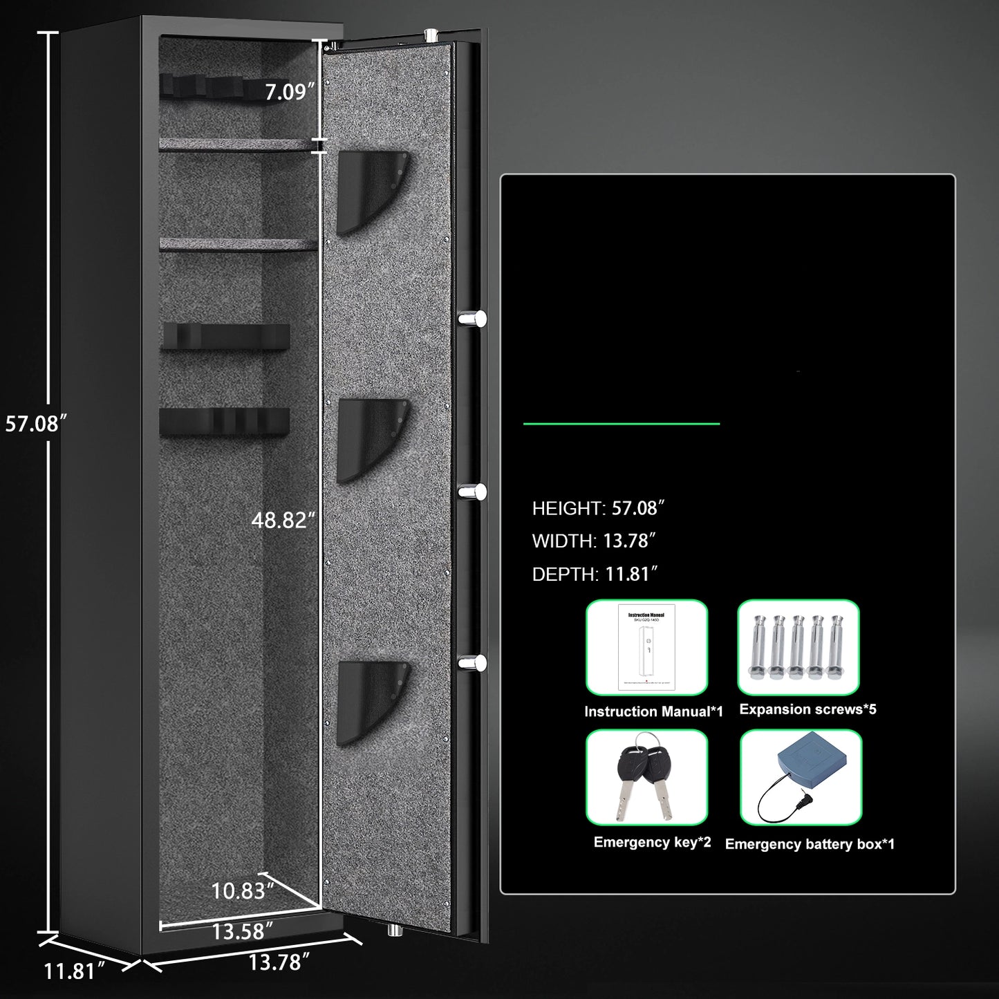🔒 Biometric Long Gun Safe – Secure Rifle & Firearm Storage