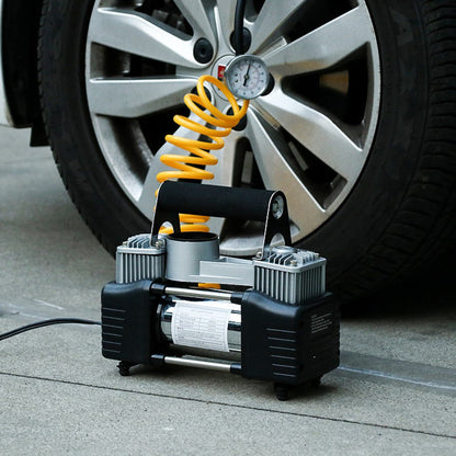 Heavy-Duty Dual Cylinder 12V Air Compressor for 4x4, SUV, and Car Tires