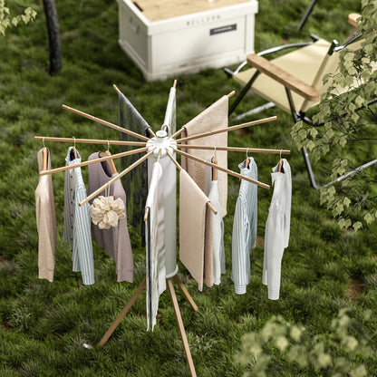 Tripod Clothes Drying Rack with Foldable Umbrella Design and Rotating Arms