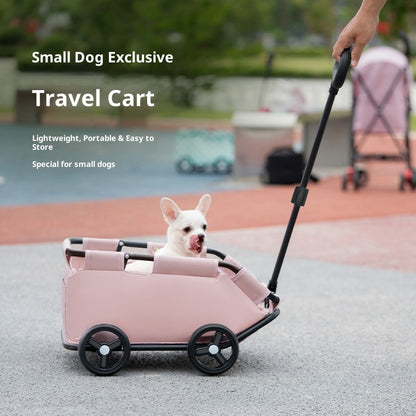 Foldable Pet Stroller and Utility Cart with Adjustable Handle and Smooth Wheels
