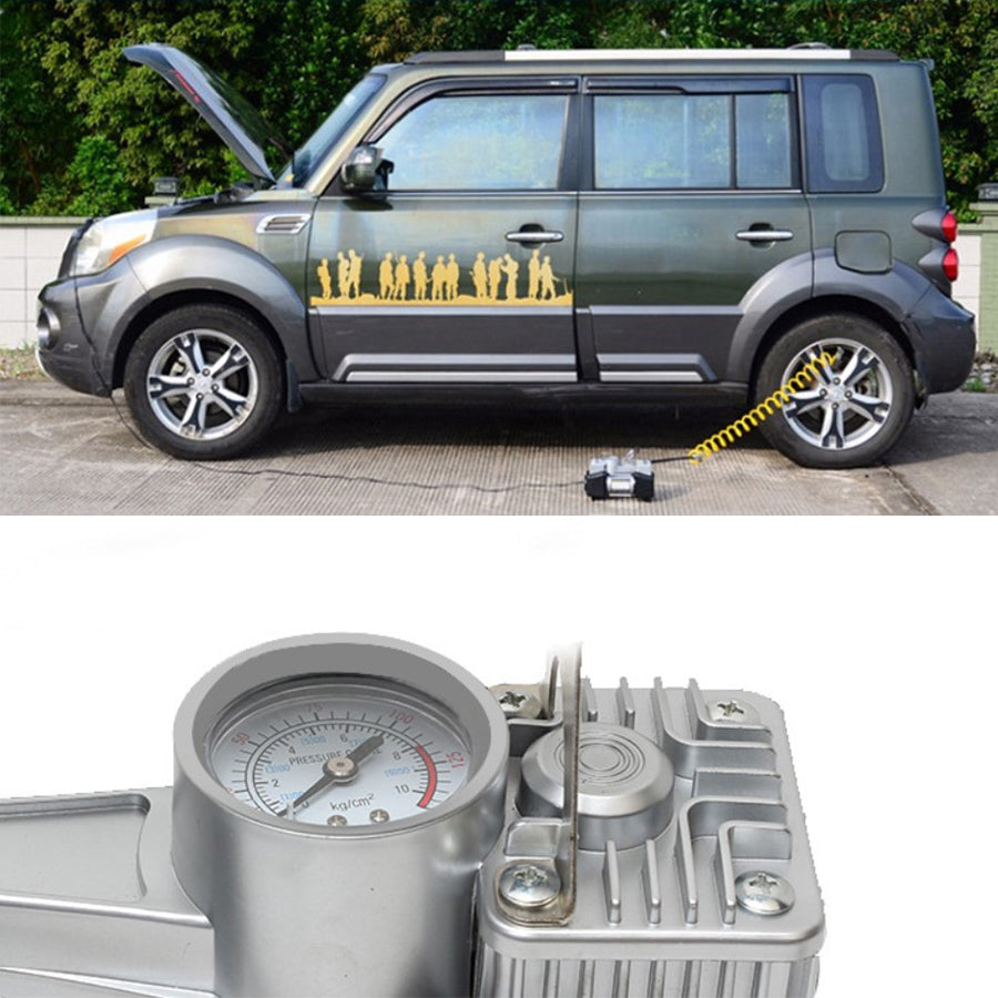Heavy-Duty Dual Cylinder 12V Air Compressor for 4x4, SUV, and Car Tires