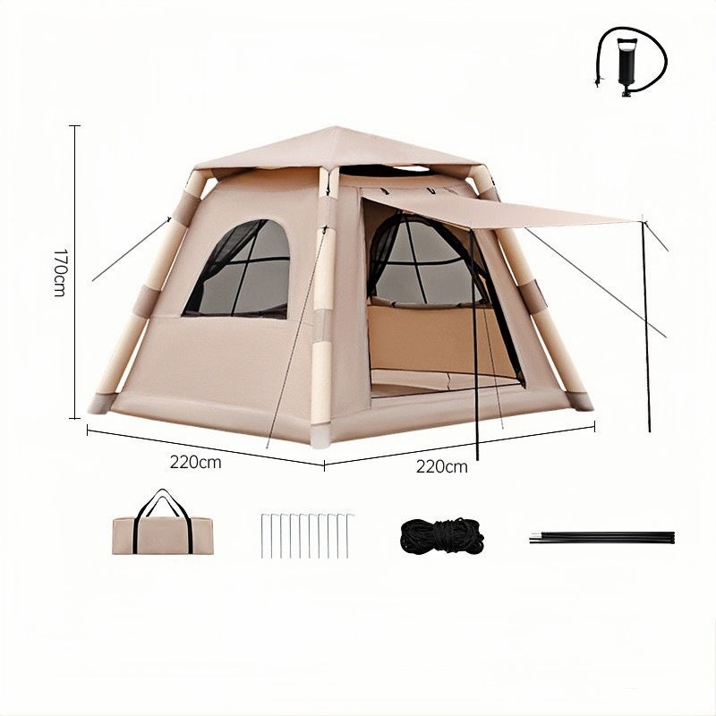 Inflatable All-Season Camping Tent with Air-Beam Frame and Fast Setup Design