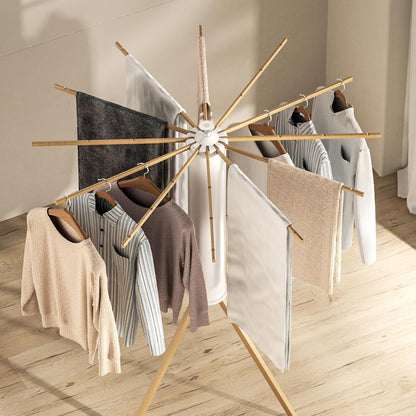 Tripod Clothes Drying Rack with Foldable Umbrella Design and Rotating Arms