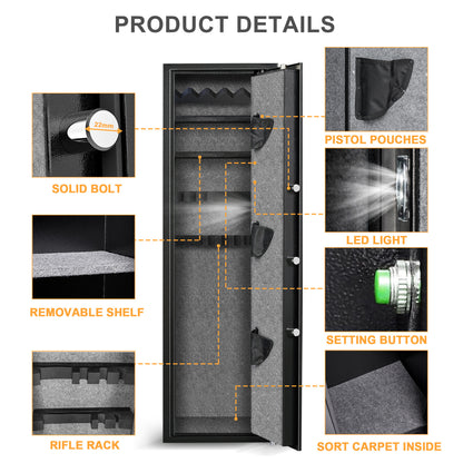 🔒 Biometric Long Gun Safe – Secure Rifle & Firearm Storage