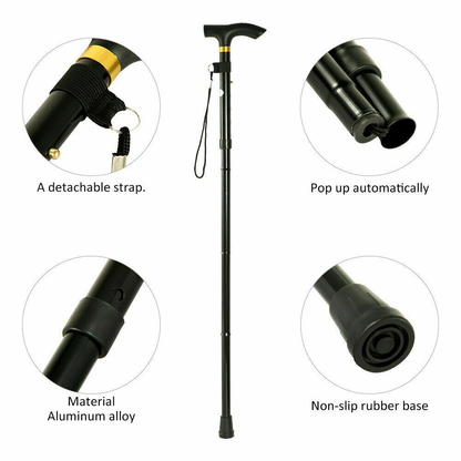 Walking Stick Foldable - Black